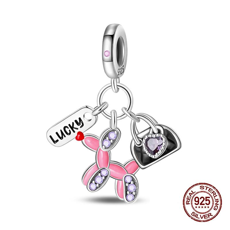 Copper Lucky Rainbow Colt Pendant Moon Charms Beads Fit Pandach Authentic Bracelets Do-It-Yourself Jewelry Birthday Present