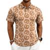 Men's Casual Polo Shirt Short Sleeve Button Down Collar Printed Pattern Lightweight Breathable Fabric Summer Top