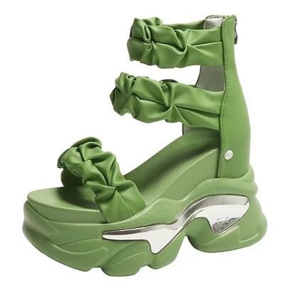 Fashion New 10CM Height Increasing Platform Sandals Summer Online Celebrity Chunky Sandals for Women Roman Slippers Women High Heels