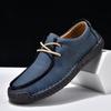 Men's Hand-stitched Leather Slip-on Loafers - Outdoor Casual Flat Shoes, Low-top & Large Size.