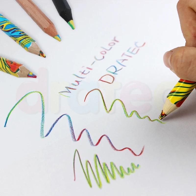 In-stock, free shipping: Thick Rainbow Pen with Large Barrel, Four Colors in One; Wooden Drawing Colored Pencils.