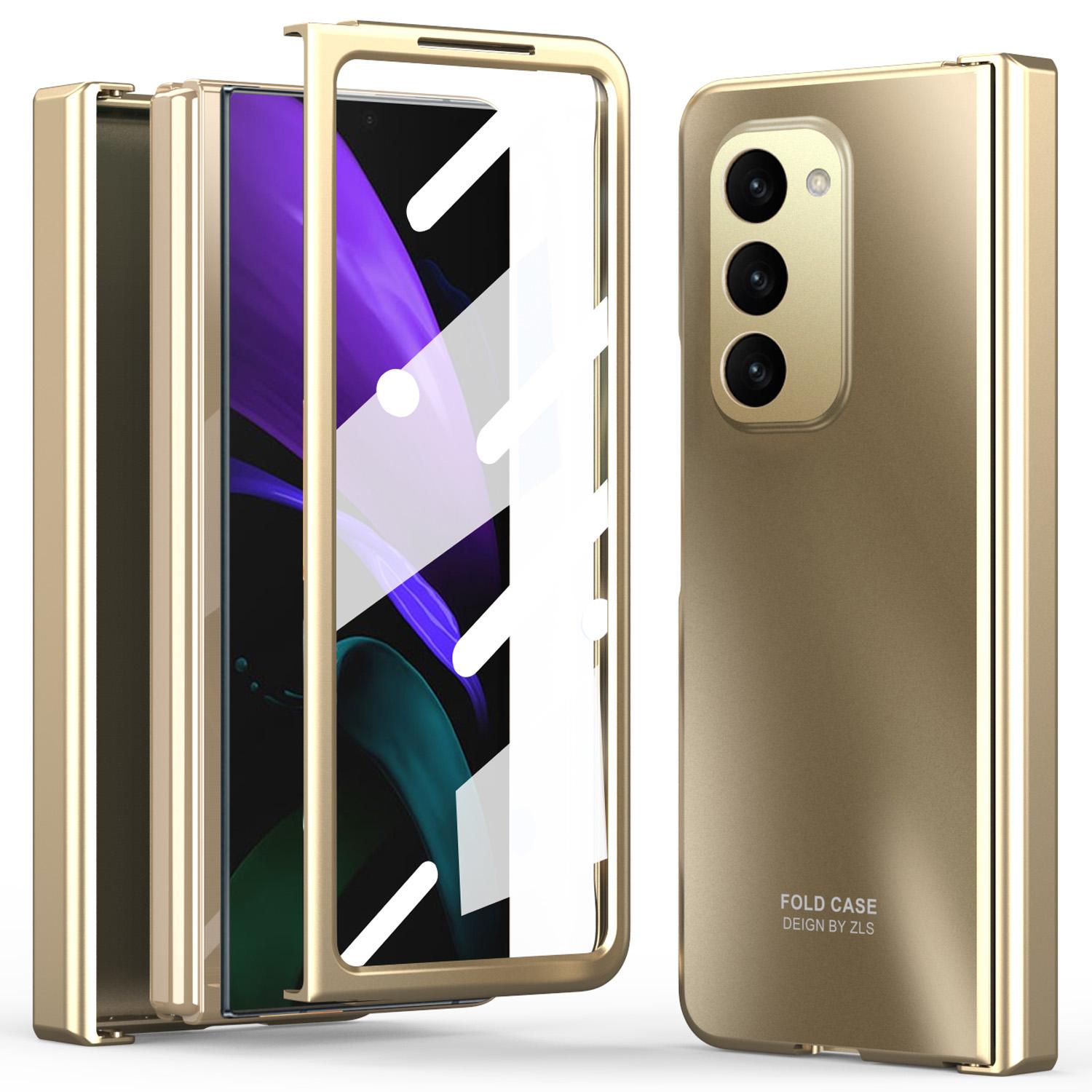 

Твердый ПК Чехол для телефона для Samsung Galaxy Z Fold2 5G Противоударный Защитный Чехол-накладка для телефона с Защитной пленкой для экрана Champagne Gold