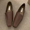Flats Women Loafers Shoes Elegant Leather Square Toe Soft Shoes 2025 Trend New Brand Spring Walking Comfort Femme