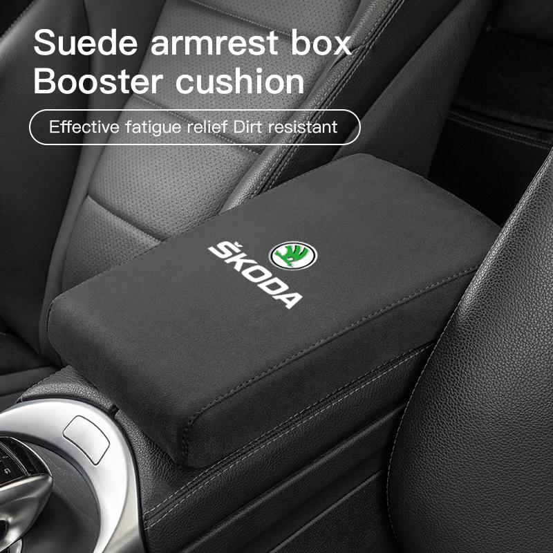 Car Armrest Box Pad Suede Handrail Increase Height Mat For Skoda Octavia A5 Mk3 Fabia Kamiq Kodiaq Karoq Rapid Yeti Superb ScalaTN3