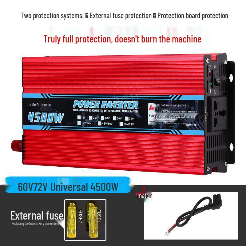 Universeller Hochleistungs-Wechselrichter 48V/60V/72V auf 220V für Elektrofahrrad-Akku und Food Truck