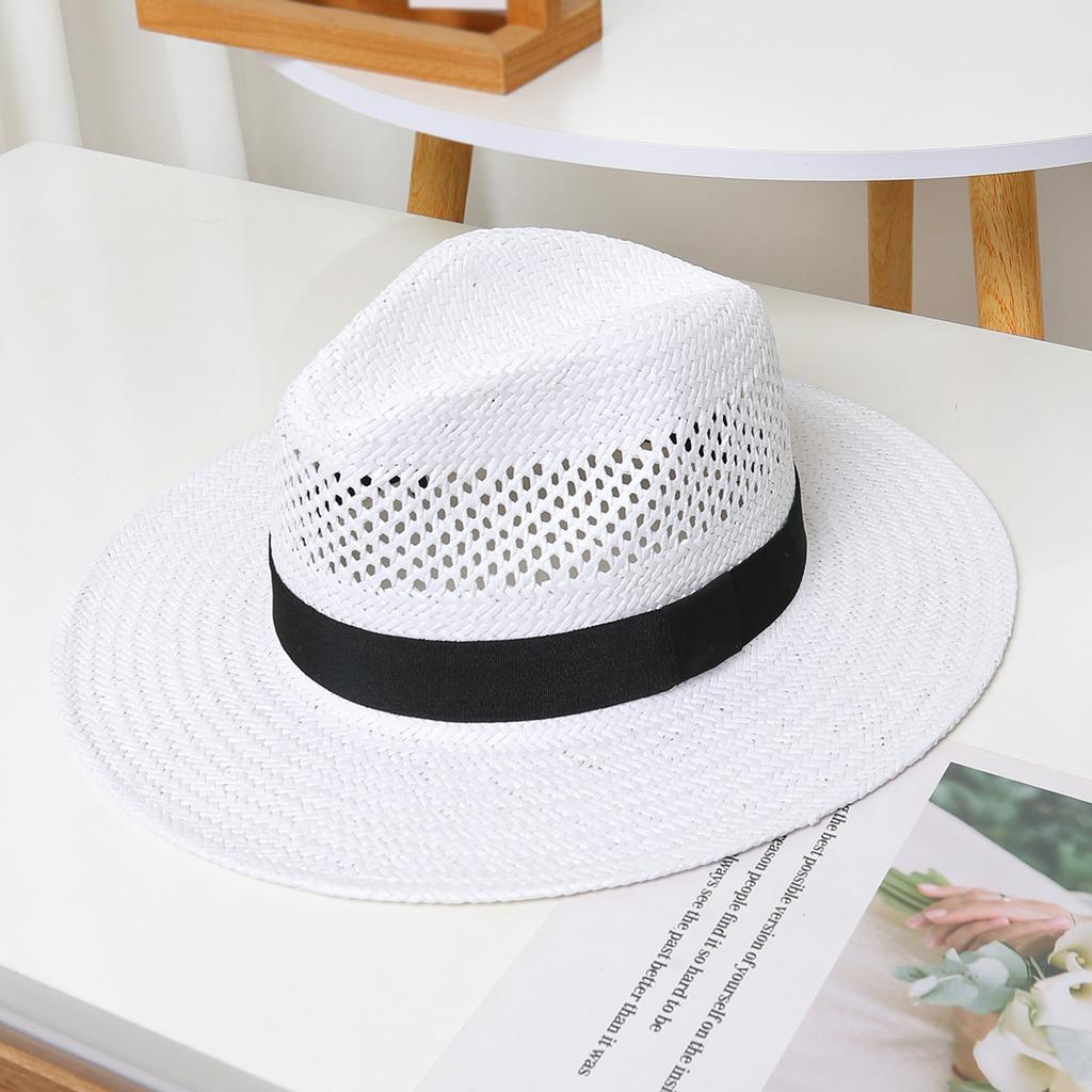 Spring And Summer White Men'S Hat Sun Protection Beach Hat Women'S Summer Jazz Hat Trendy Panama Hat