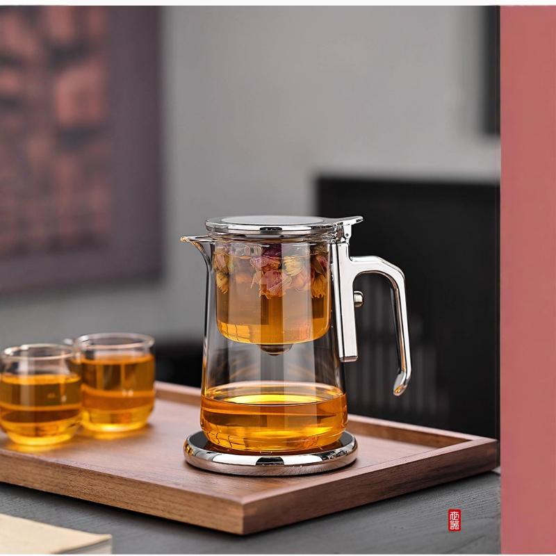 New tea infuser with tea-water separation, magnetic suction cup, heat-resistant glass filter, tea brewing device, kung fu set