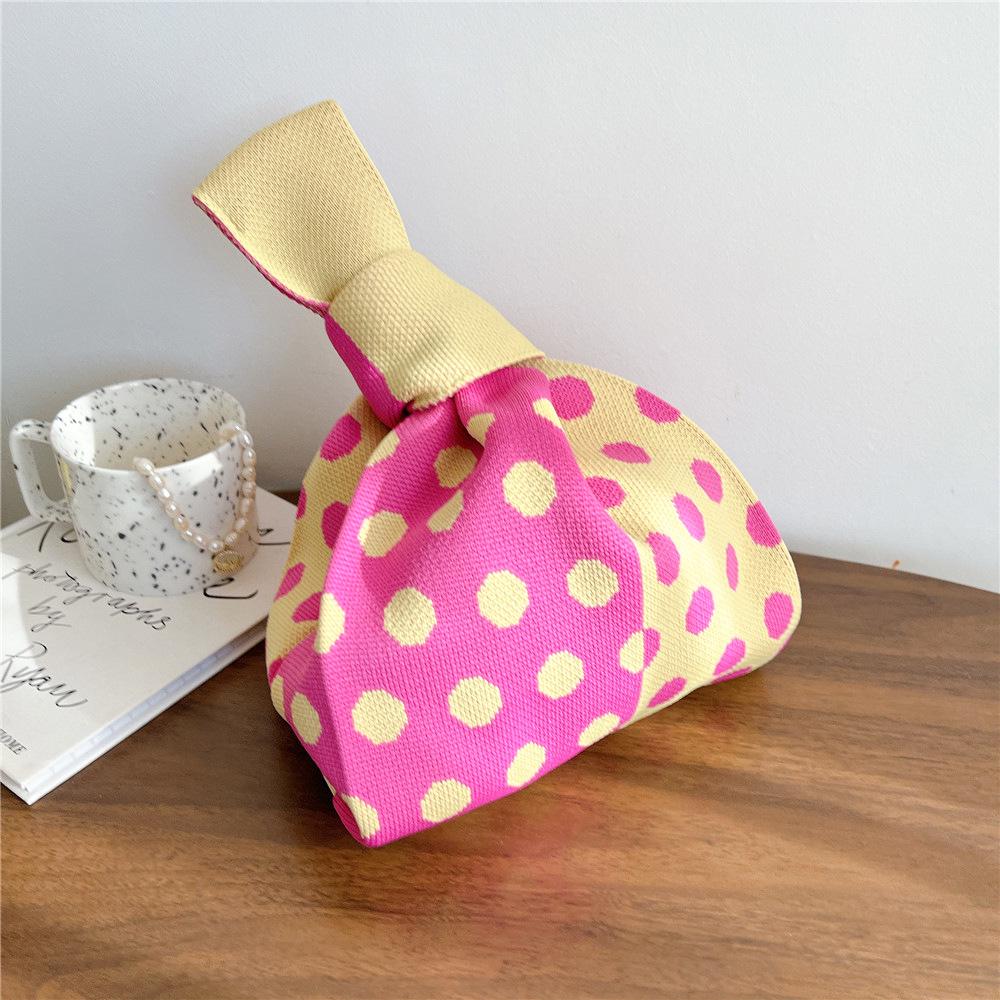 Colorful Polka Dot Knitted Handbag for Women - Versatile, Trendy, and Casual for Any Season