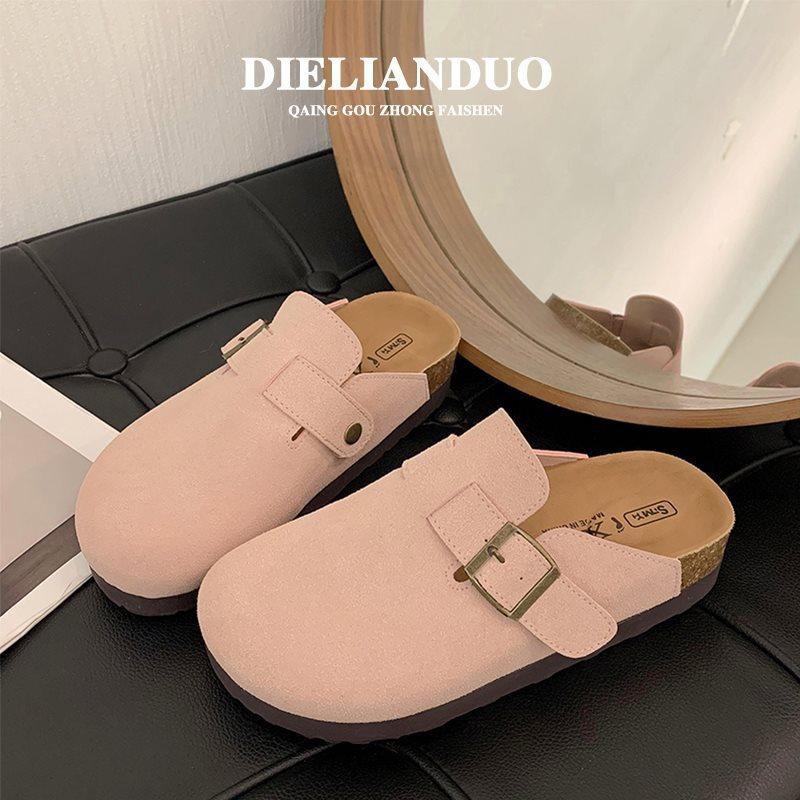 New Non-slip Pregnant Women's Boken Shoes Slippers Women's Outer Wear Thick-soled Half-pedal Lazy Shoes 2025 Boken Shoes Spring and Autumn