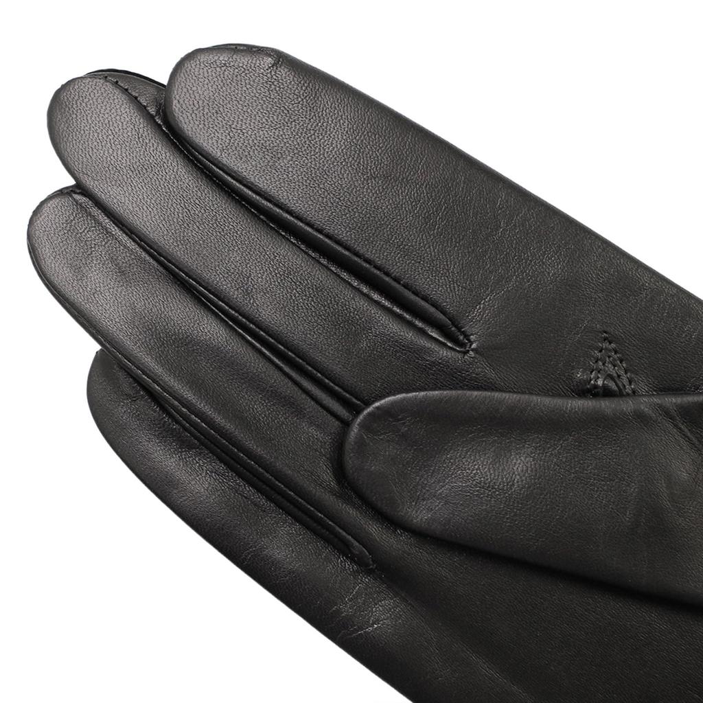 ORuKuBET Men's Simple Black Sheepskin Leather Gloves OB14321M9