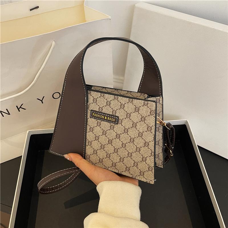 

2024 spring new fashion plaid bag contrasting color casual foreign style shoulder bag simple messenger small square bag women світлого кольору хакі