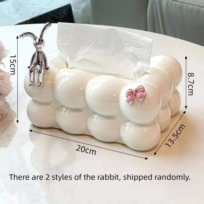 INS-Style Cream Aesthetic Tissue Box – Cute Minimalist Napkin Holder for Living Room or Bedroom