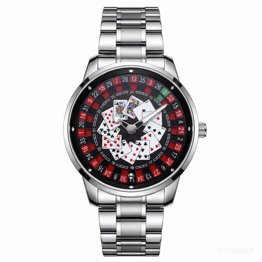 Poker Series Men's Watch Lucky Turn Steel Band Fashion Waterproof Quartz Wristwatch