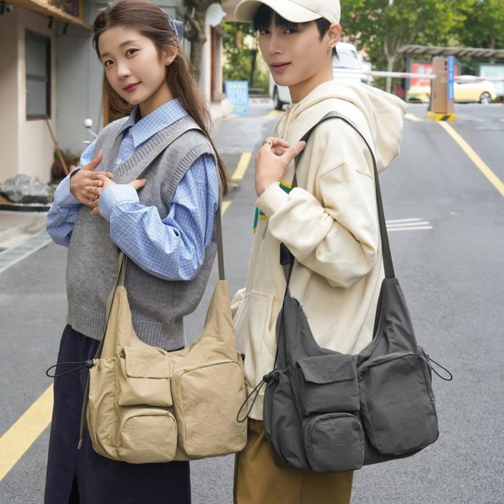 Shoulder Bag Unisex Nylon Multi Pocket Large Capacity Daily Commute