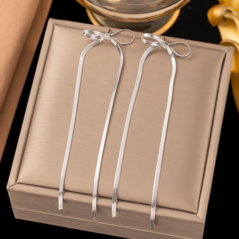 Stainless Steel Pipe Chain O-Chain Dangle Earrings for Women Ladies Classic No Fade Long Tassel Drop Earrings Jewelry Wholesale
