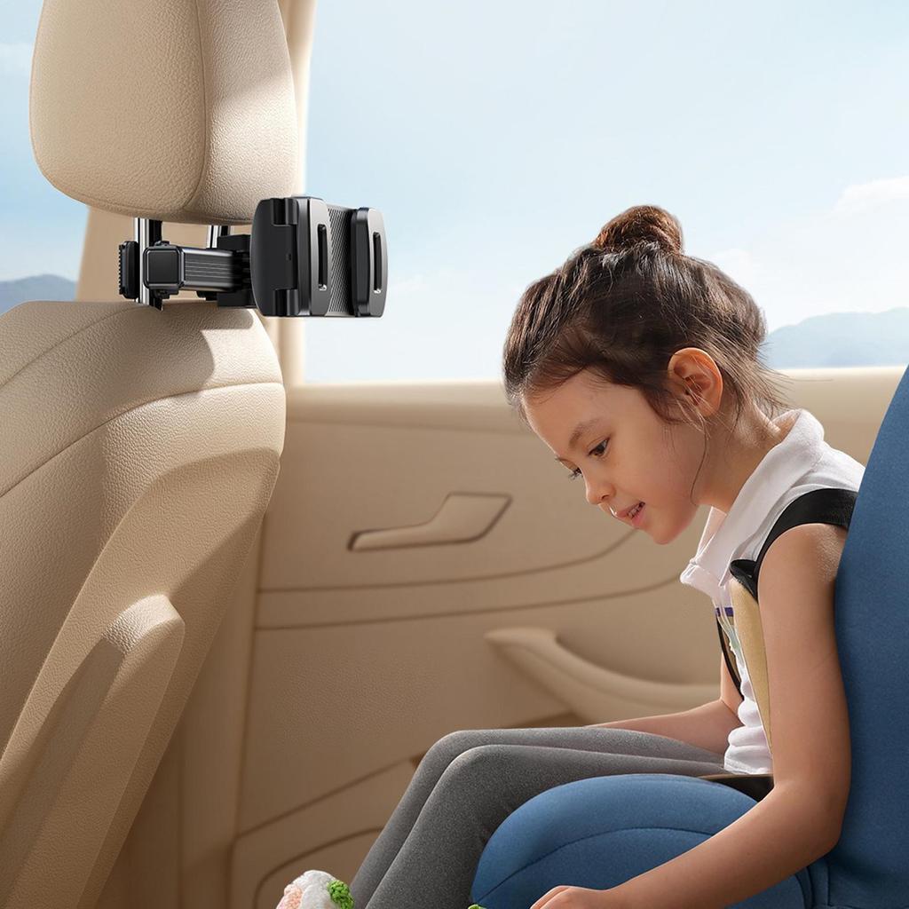 Car Headrest Tablet Holder Space-Saving Foldable Adjustable Backseat Tablet Holder Phone Mount For Rv Suv Adults Family