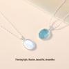 Tichya S925 Sterling Silver Moonstone/Aquamarine Necklace – Niche Design Oval Snake Chain for Women