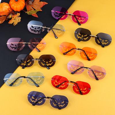 Trendy Oval Cutout Pumpkin Glasses Party Glasses Sunglasses for Women Men Halloween