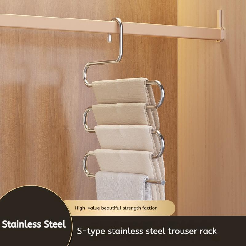 

5 Layers Multi-functional Clothes Hangers Non-slip Pant Storage Rack Cloth Rack with Multiple Functions for Hanging and Storage светло-серый
