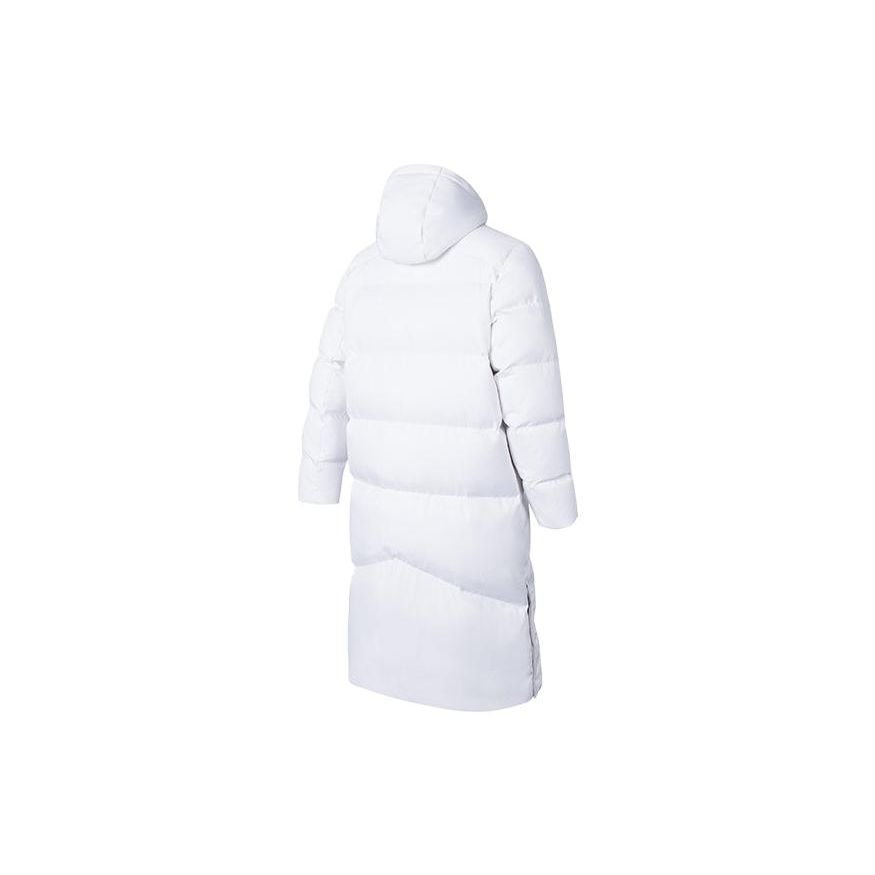 Anta Training Series Solid Color Zipper Hooded Long Sleeve Down Jacket Men Outerwear Pure-White 952347905-4