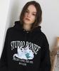 [Fleece Lined Selection] Angel Cat Graphic Oversized Hoodie Black