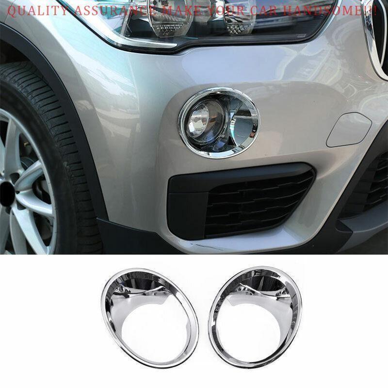 For BMW X1 F48 2016-2019 Chrome Exterior Front Fog Light Lamp Frame Trim 2PCS