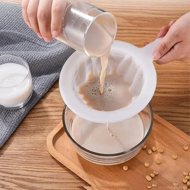 100/200/400 Mesh Reusable Nylon Ultra Fine Filter Mesh Strainer Spoon Sieve Soy Milk Juice Coffee Food Filter Kitchen Colander