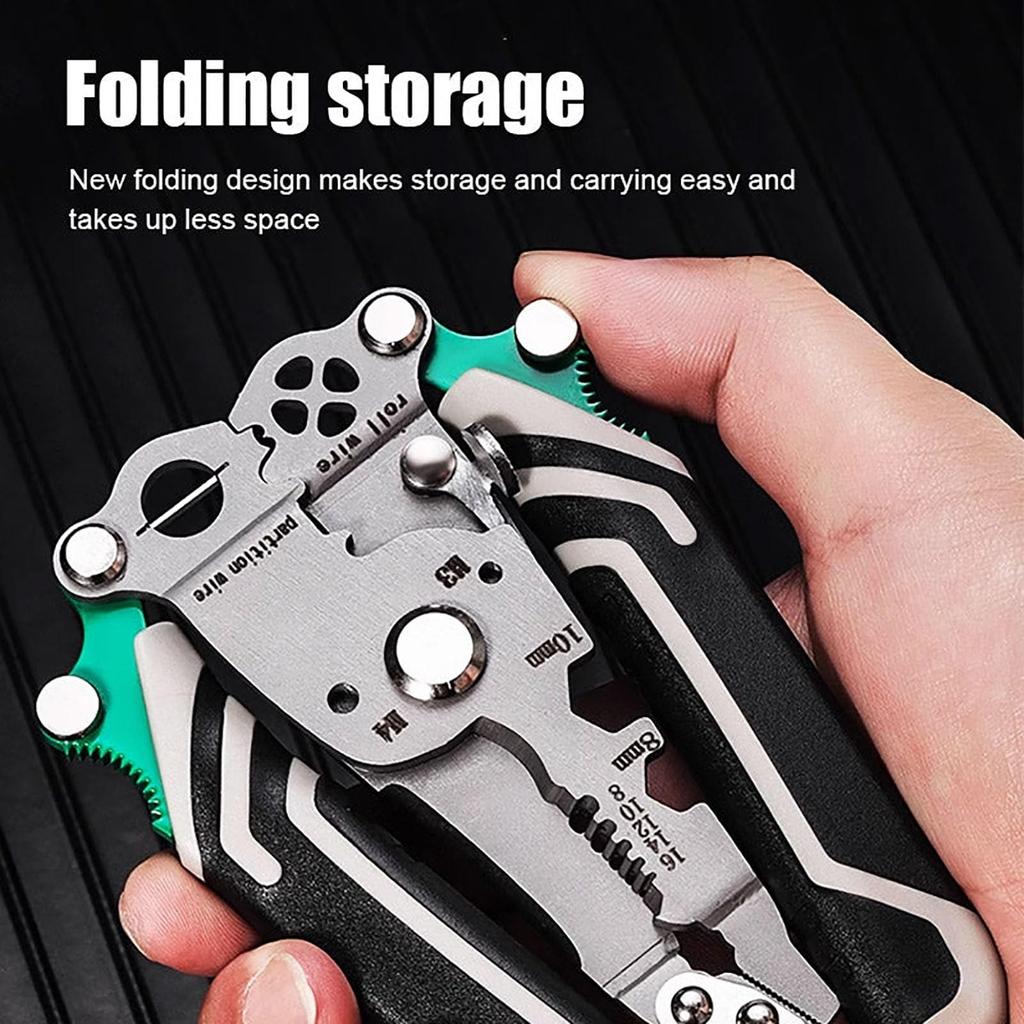 Tuosen Multi-functional 1 Foldable Wire Strippe, Upgraded Multifunctional Foldable Wire Stripper, Multi-function Wire Stripping Pliers