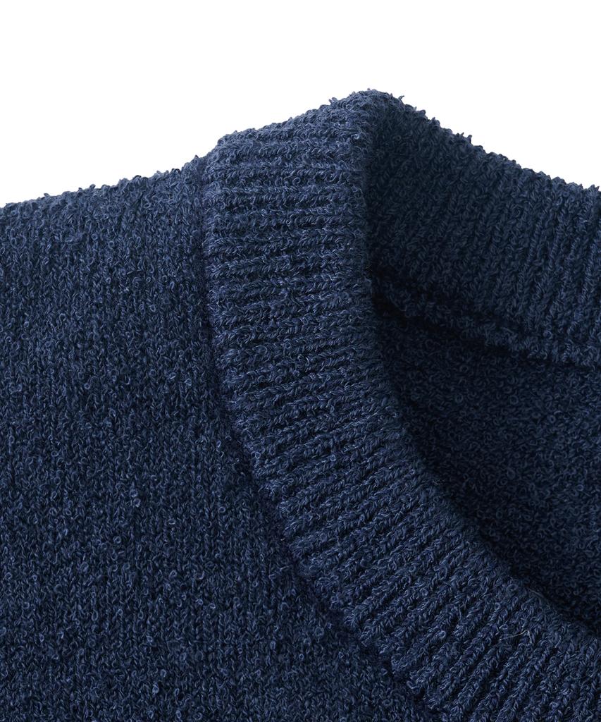 ANALOG MOOD Airy Cooling Round Short Sleeve Knit (Navy)