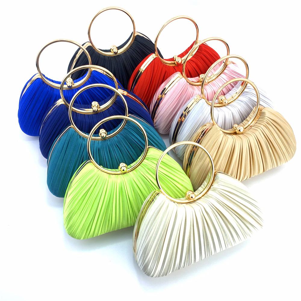 Women's Pleated Evening Bag Handbag with Chain Elegant Shoulder Bag Dressy Clutch Purse for Wedding Party Prom Crossbody Bag for Women Handle Satchel