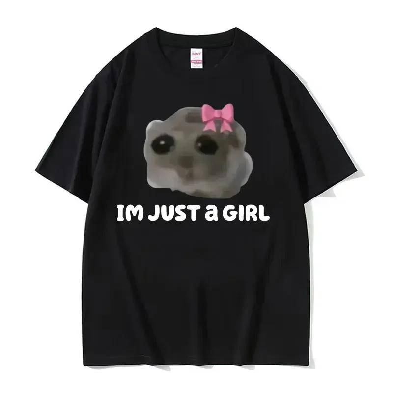 Lustiges Trauriges Hamster Meme Weinen Großes Auge Niedliche Maus T-Shirt Damen Mode Kawaii Kleidung T-Shirts Damen T-Shirt