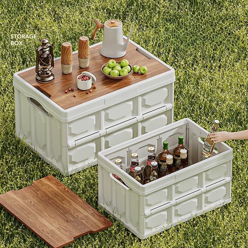 Camping Storage Box Outdoor Folding Storage Boxes Car Trunk Travel Organizing Bin with Lid Stackable Dustproof Spice Picnic Case