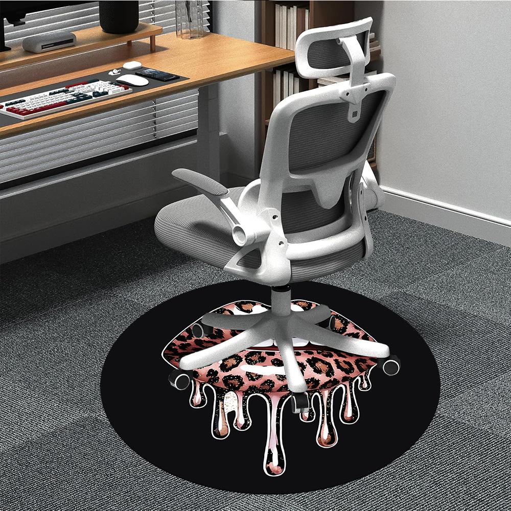 

1pc Leopard Print Lips Office Round Area Rug, Indoor Mat Suitable ForOffice, Under Office Chairs Bedroom Living Room Home Decor, Room Decot031 80cm by 80cm