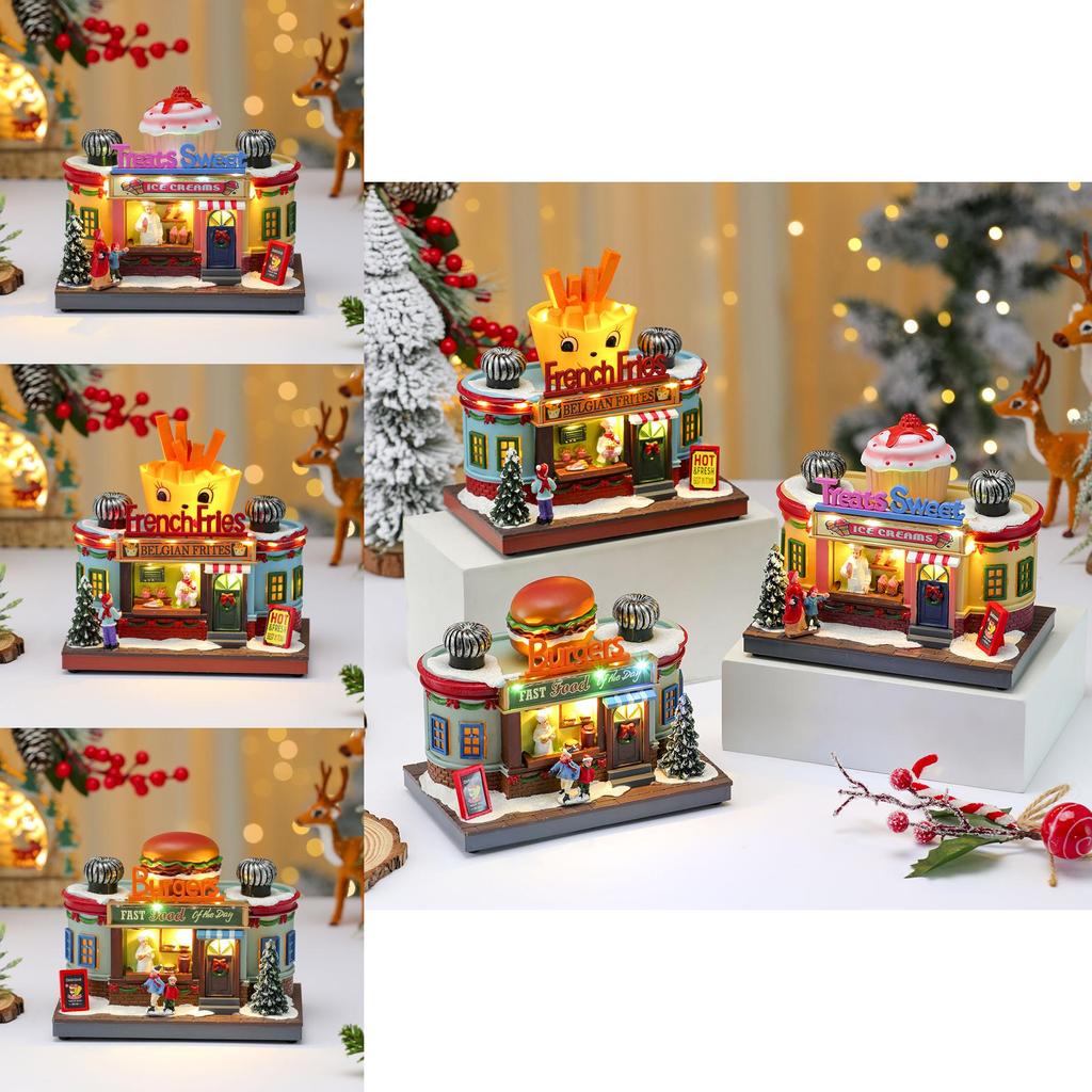 Christmas Creative Rotating Hamburger Music Box Decoration With Light For Kids And Holiday Decor