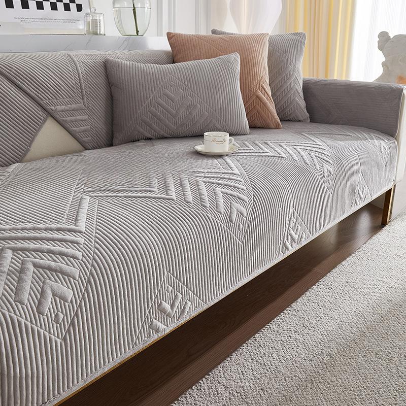 Sofa Cushion Four Seasons Universal Non-Slip Sofa Cover Short Plush Leather Cushion Cover Cloth Cover Modern Simple Thickened