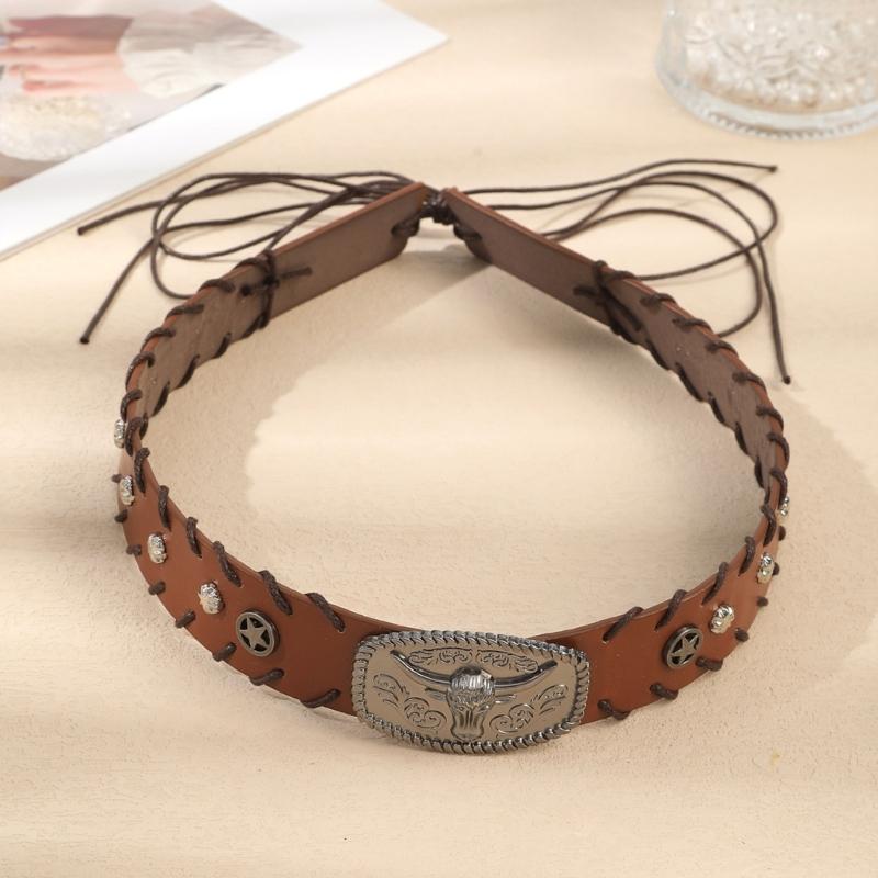 Adjustable PU Belt With Decorative Bull Head buckles For Western Fashion Enthusiasts And Theme Event