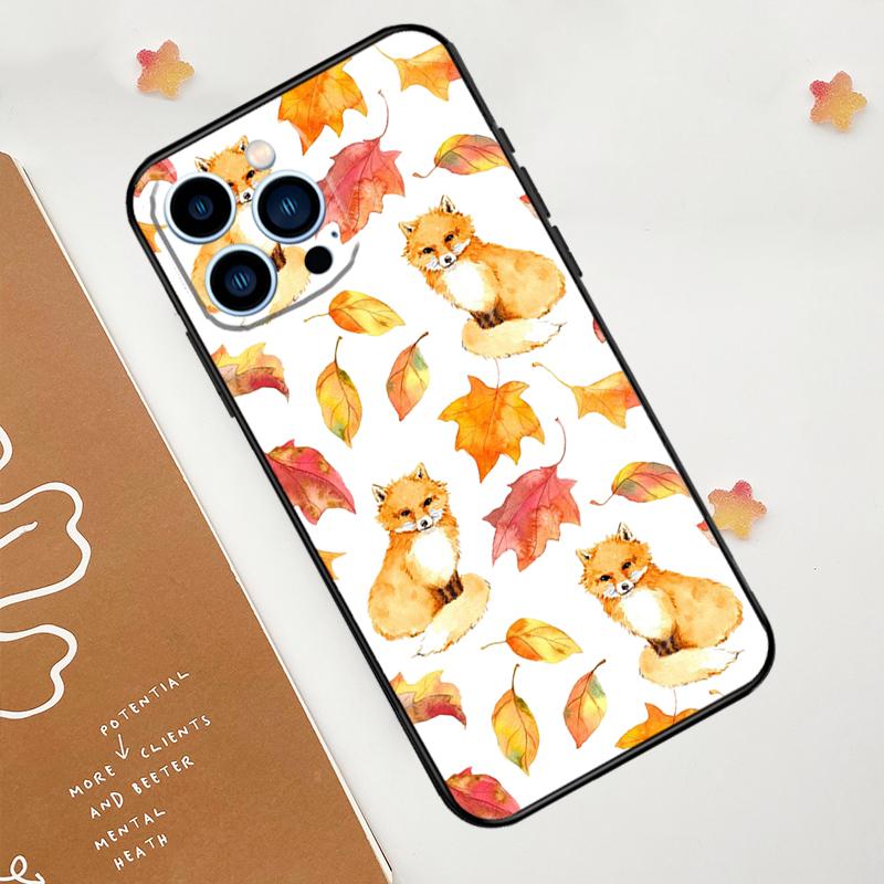 Autumn Leaves Fall Fox Phone Case For iPhone 17 Pro Max 11 14 15 16 Pro Max 12 13 mini 16 Plus 16e 17 Air Funda