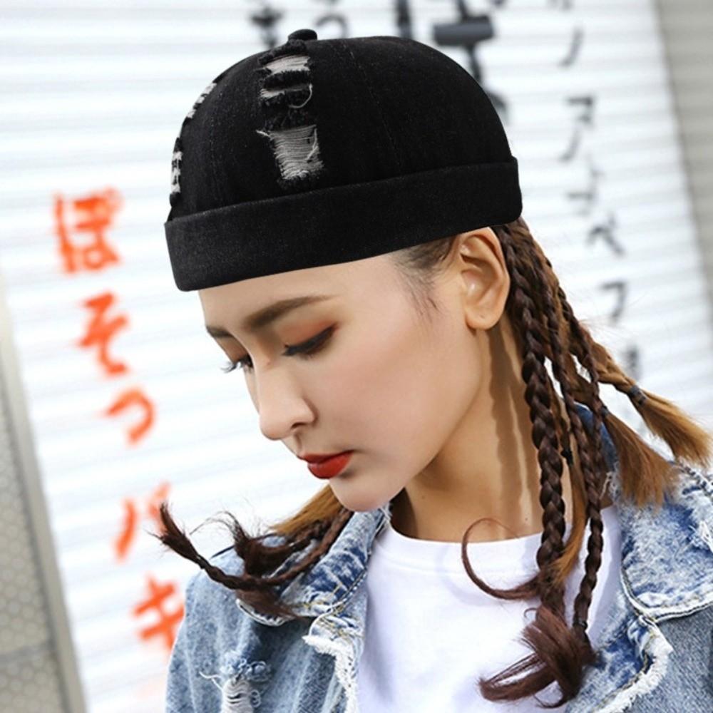 Denim Brimless Hat Dome Bucket Cap Simple Melon Docker Cap Streetwear