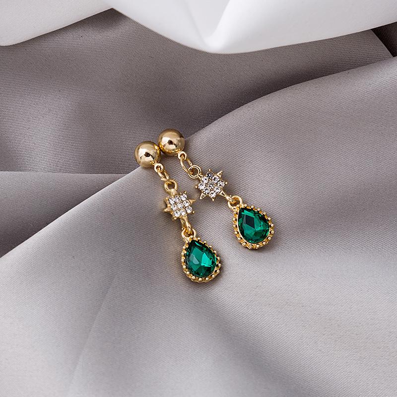 BLINGBAY 2023 Damen Ohrringe Retro Grün Kristall Stein Tropfenform Accessoires Modeschmuck Accessoires Ohrringe Moderner Schmuck Geschenke