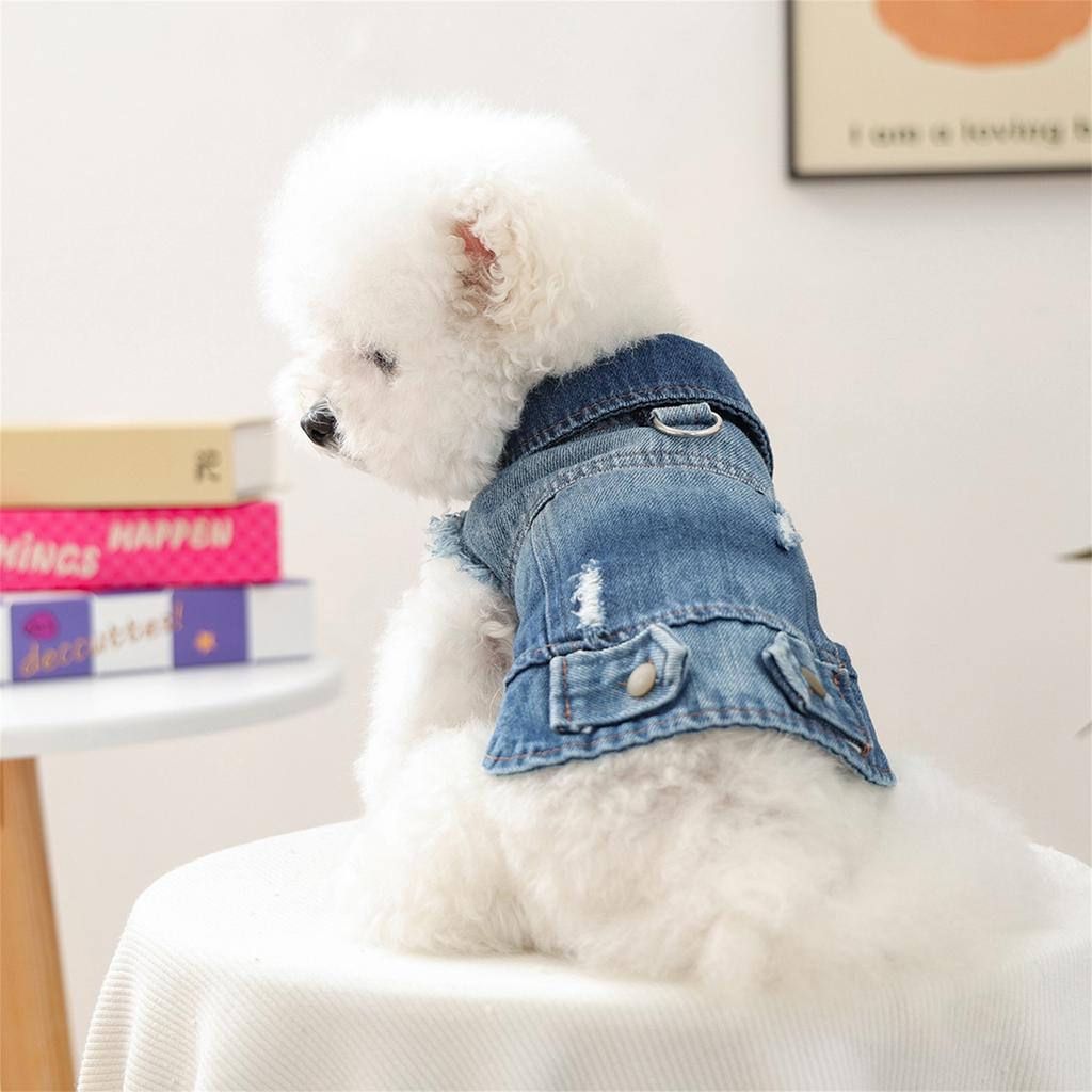 Stylish Denim Shirt with Lapel Neck and Button Down Design for Small Dogs and Cats - Adorable Pet Clothes for Your Pup