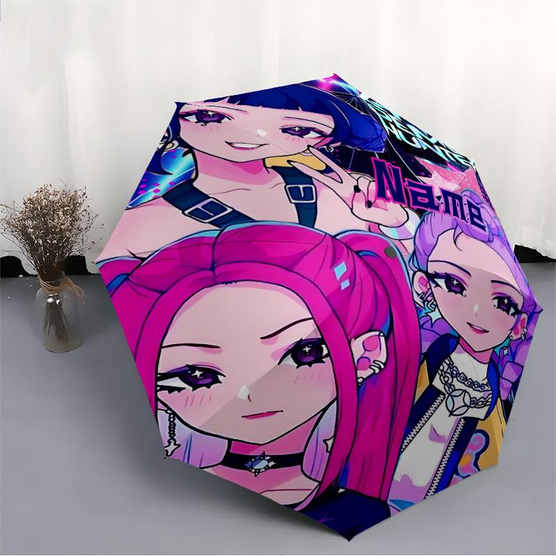 1pc KPop Hunter Custom Name Automatic Folding Umbrella, Durable Plastic & Iron, Lightweight for Outdoor Daily Use  S1230027