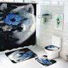 Wolf Animal Tiger Cat Shower Curtain Bath 4 Pcs Set Cute Cartoon Luxury Accessories Sets Full Mats Gifts for Boys Girls