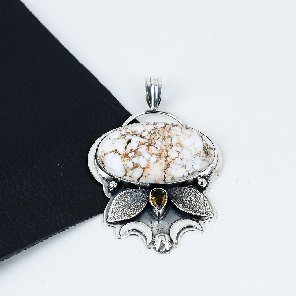 Wild Horse Jasper, Smokey Topaz Gemstone Silver Pendant In 925 Sterling Silver- Handmade Design, Everyday Wear Jewelry, Unique Pendant Easter Gifts