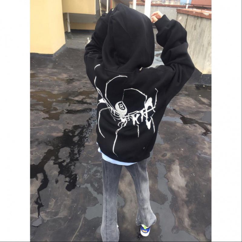 

2024 Hip Hop Fashion: Spider Zipper Cardigan Sweatshirt for Autumn/Winter 3XL білий