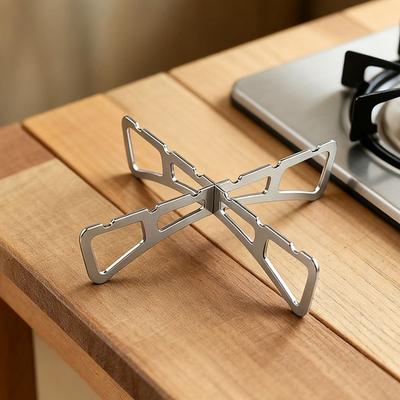 Stainless Steel Cross Steaming Rack Portable Stove Rack Mini Pot Rack Kitchen Accessories Foldable Steaming Rack Outdoor Camping