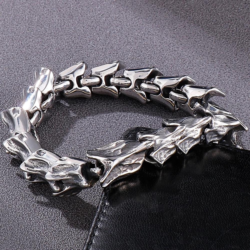 Massive 16MM Wide Dragon Spine Chain Bracelet for Man 316l Stainless Steel Bracelets Viking Punk Jewelry Gothic Men's Gifts