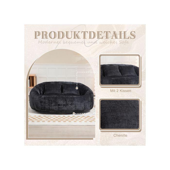 Bean Bag Sofa Lazy Sofa Durable and Comfortable Recliner High Back Bean Bag Chair Sofa (Black Chenille)