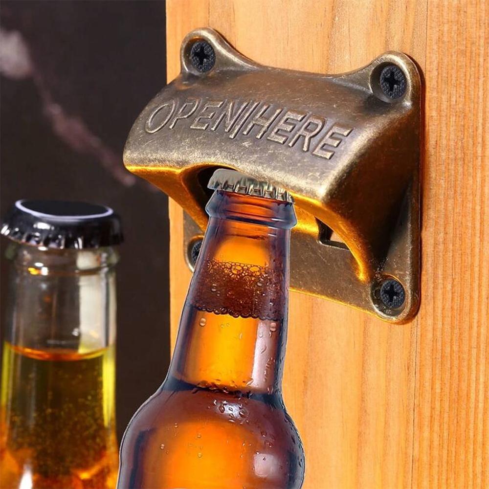 Metal Beer Bottle Opener Wall Mounted Retro Beer Bottle Opener Tools Outdoor BBQ Bar Accessories
