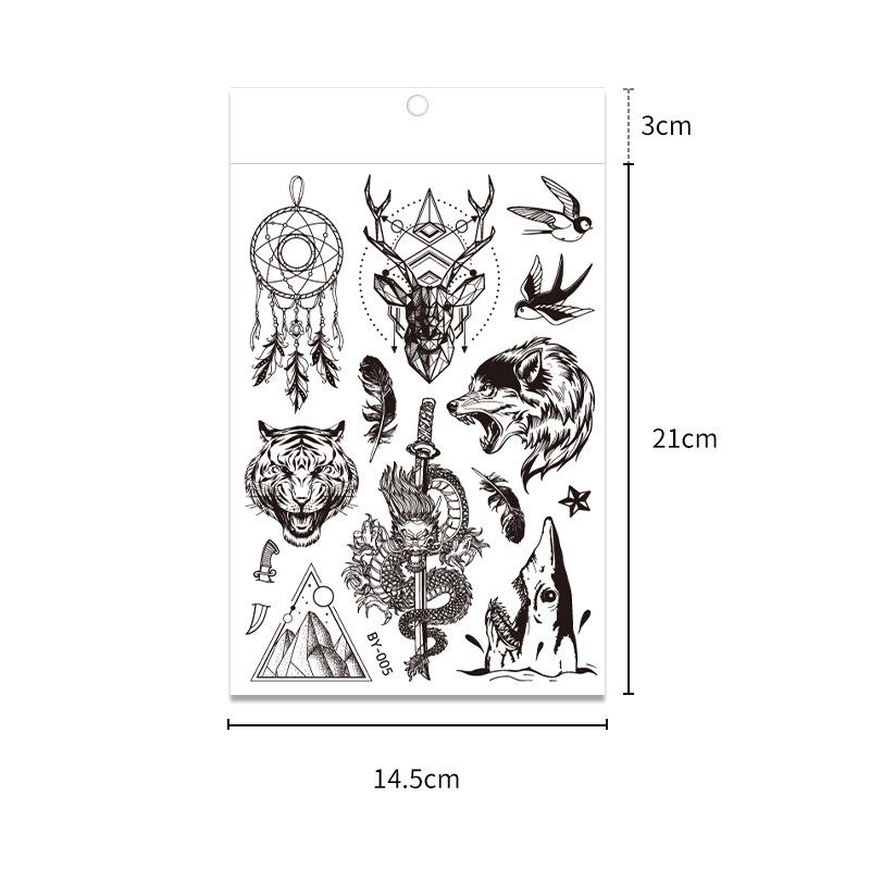 18pcs Dark Fluorescent Color Changing Tattoo Sticker Luminous Flower Arm Adult Tattoo Sticker Trend Bar Animal Tattoo Stickers