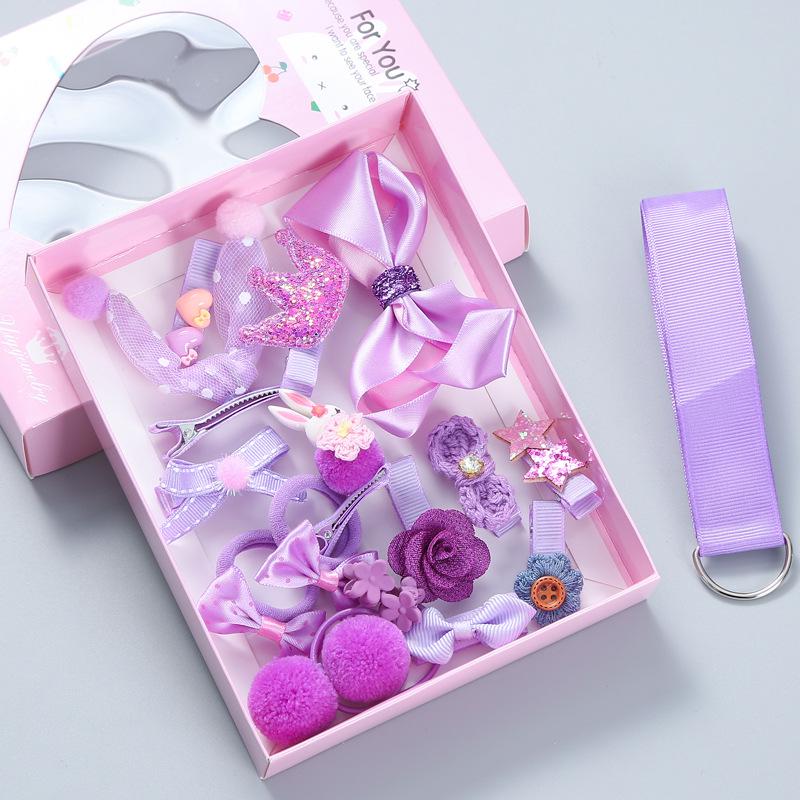 Korean Style 18-Piece Children's Hair Clips Gift Set - Hair-Friendly Bows & Crown Hairpins for Girls